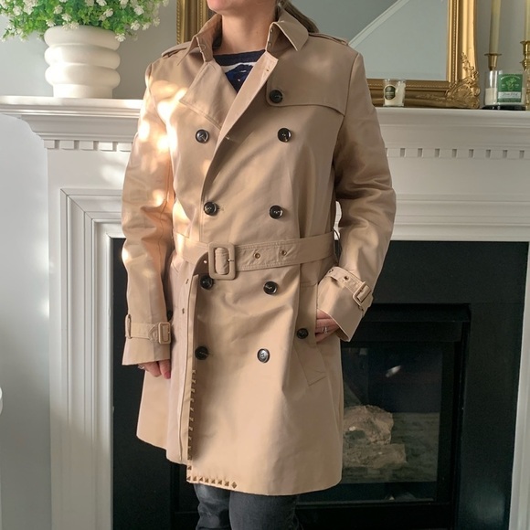 Valentino Spa trench coat tan studs detail sz XL luxury buttons classic elegant - Picture 1 of 16